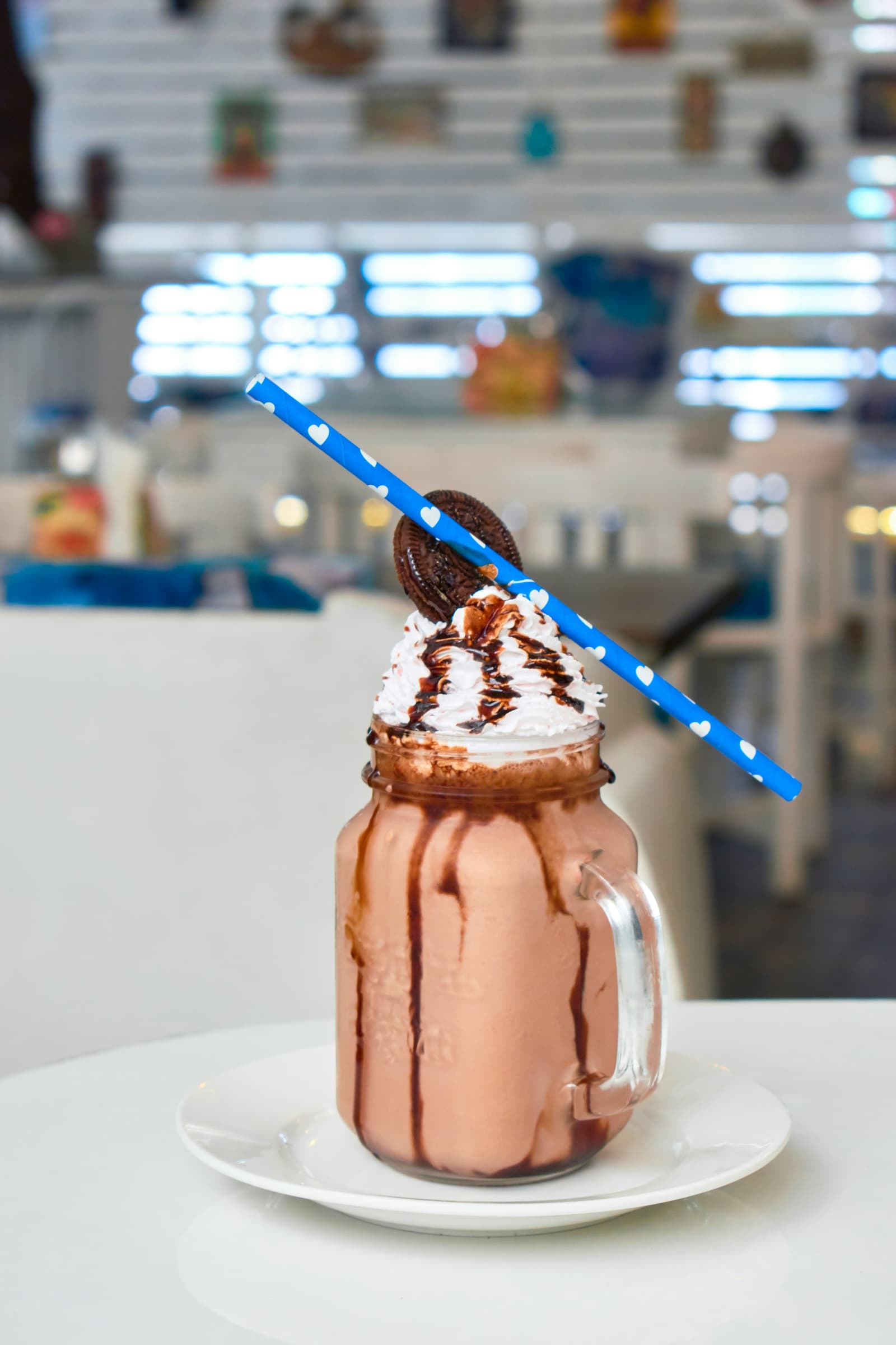 Chocolate milkshake with Oreo topping